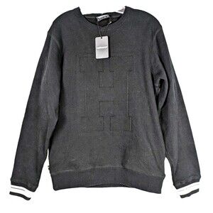 The Hundreds Mens Crewneck Sweatshirt Varsity H Puff Letter Black Medium NEW